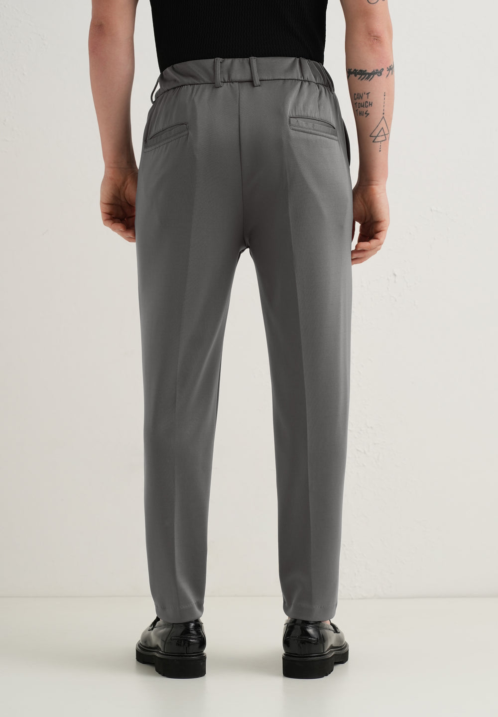 Grey Pleated Relaxed Fit Trousers