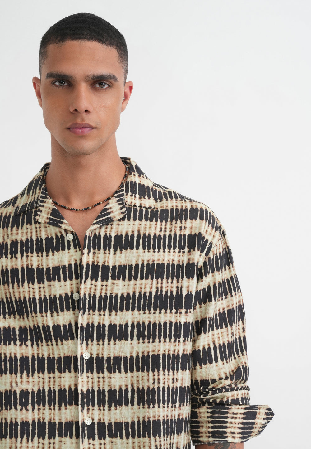 Beige Abstract Relaxed Fit Shirt