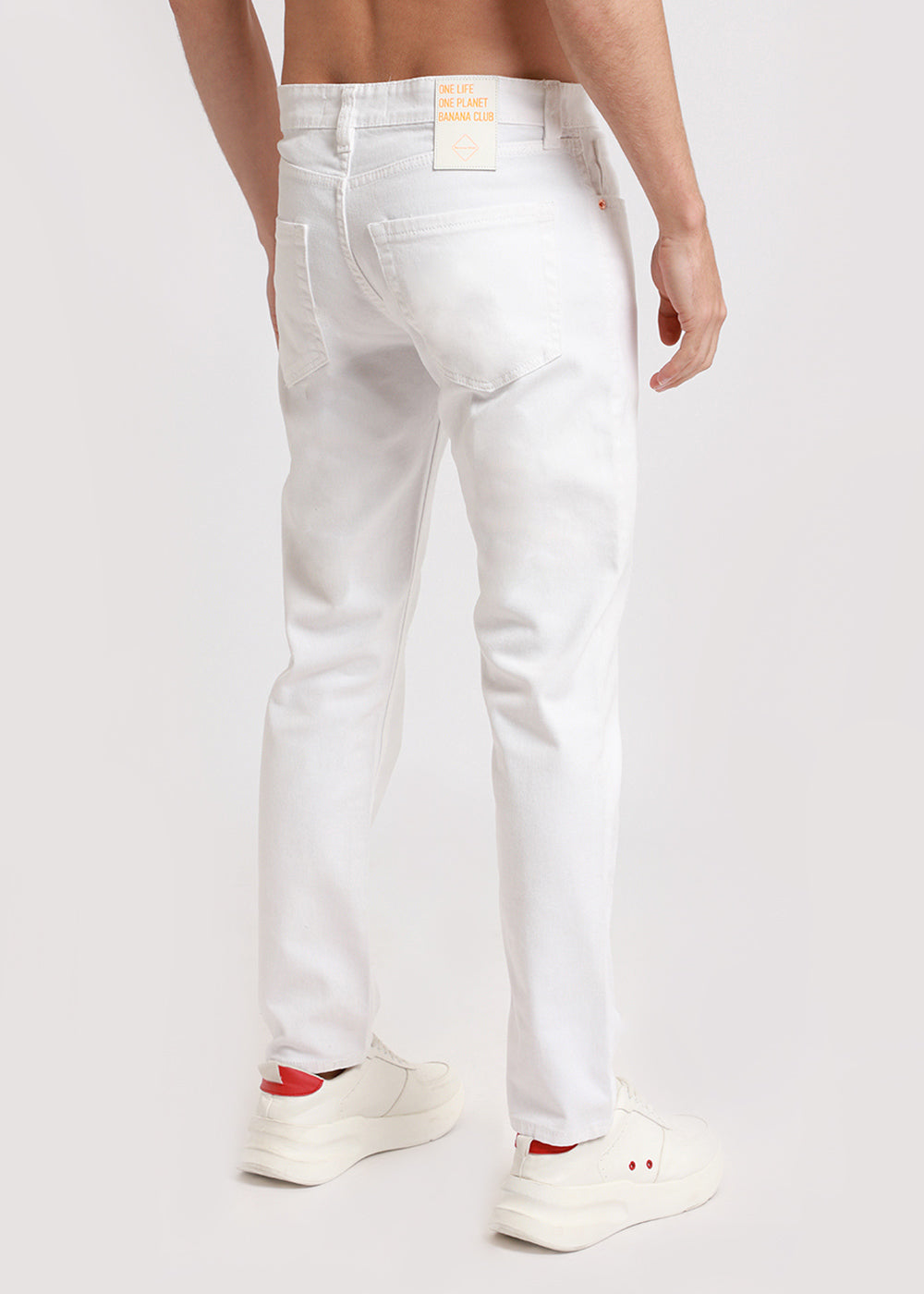 Ribbed White Slim fit Jeans