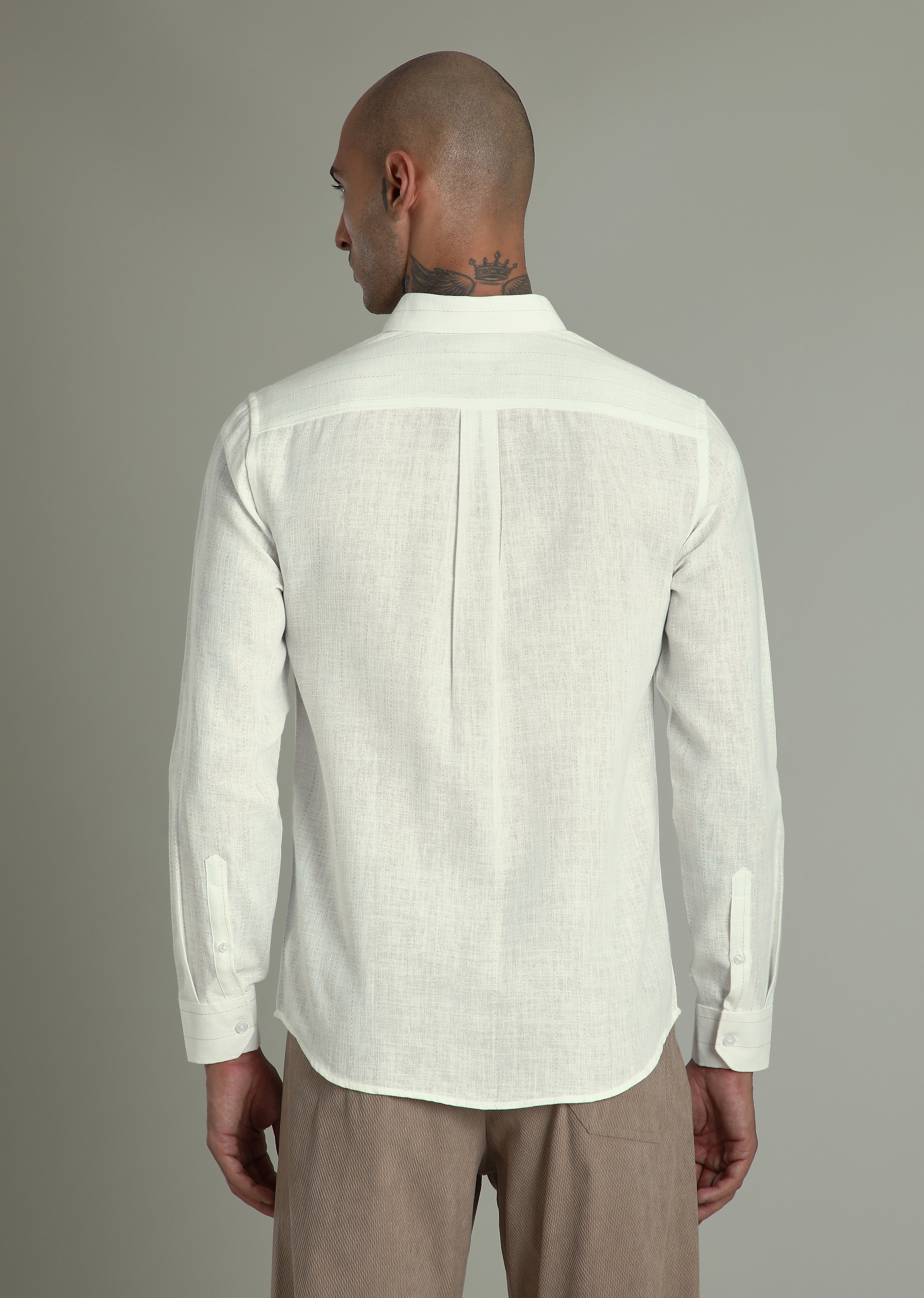 Off White Stripe Linen Shirt