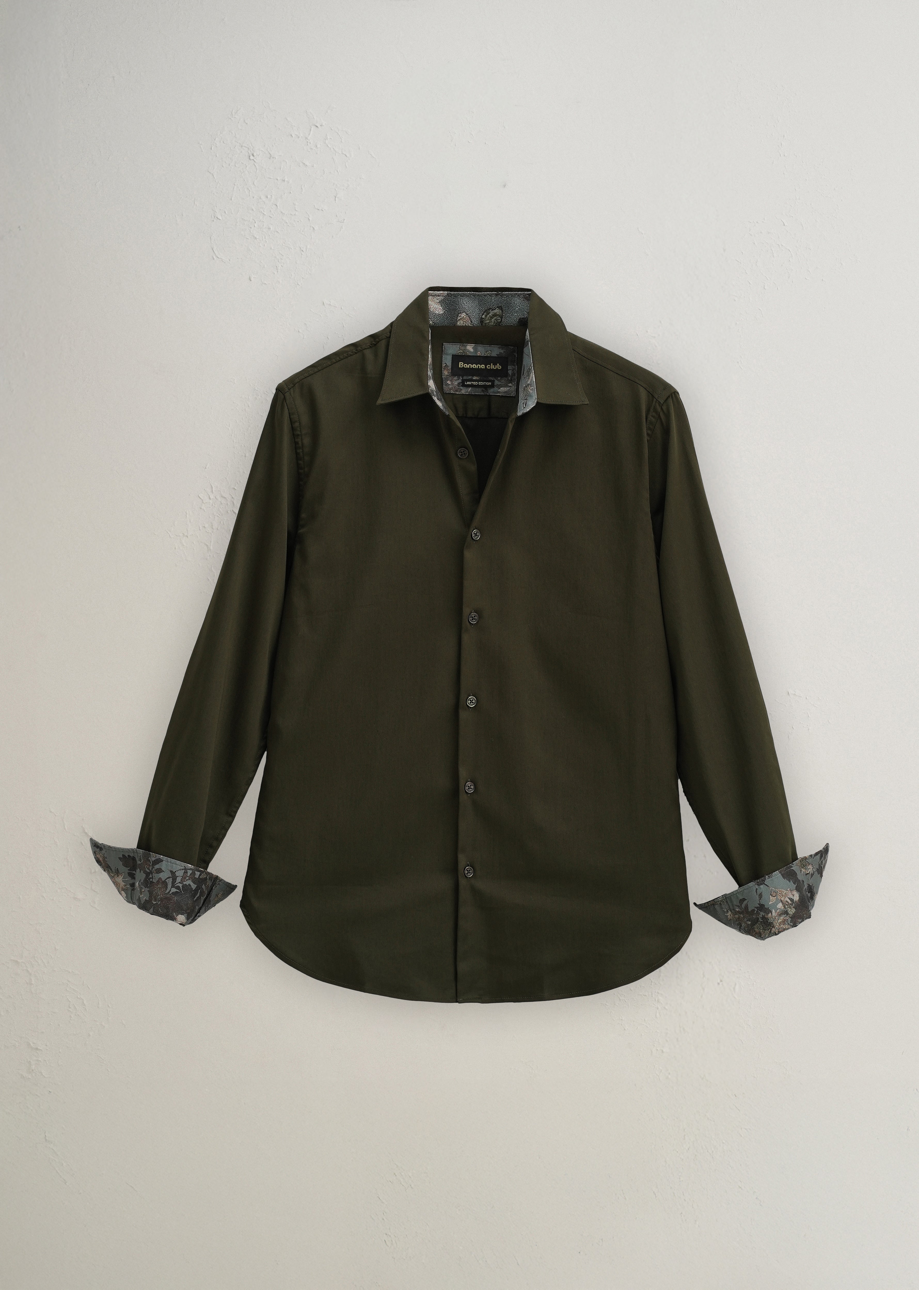 Olive Printed Cuff Shirt