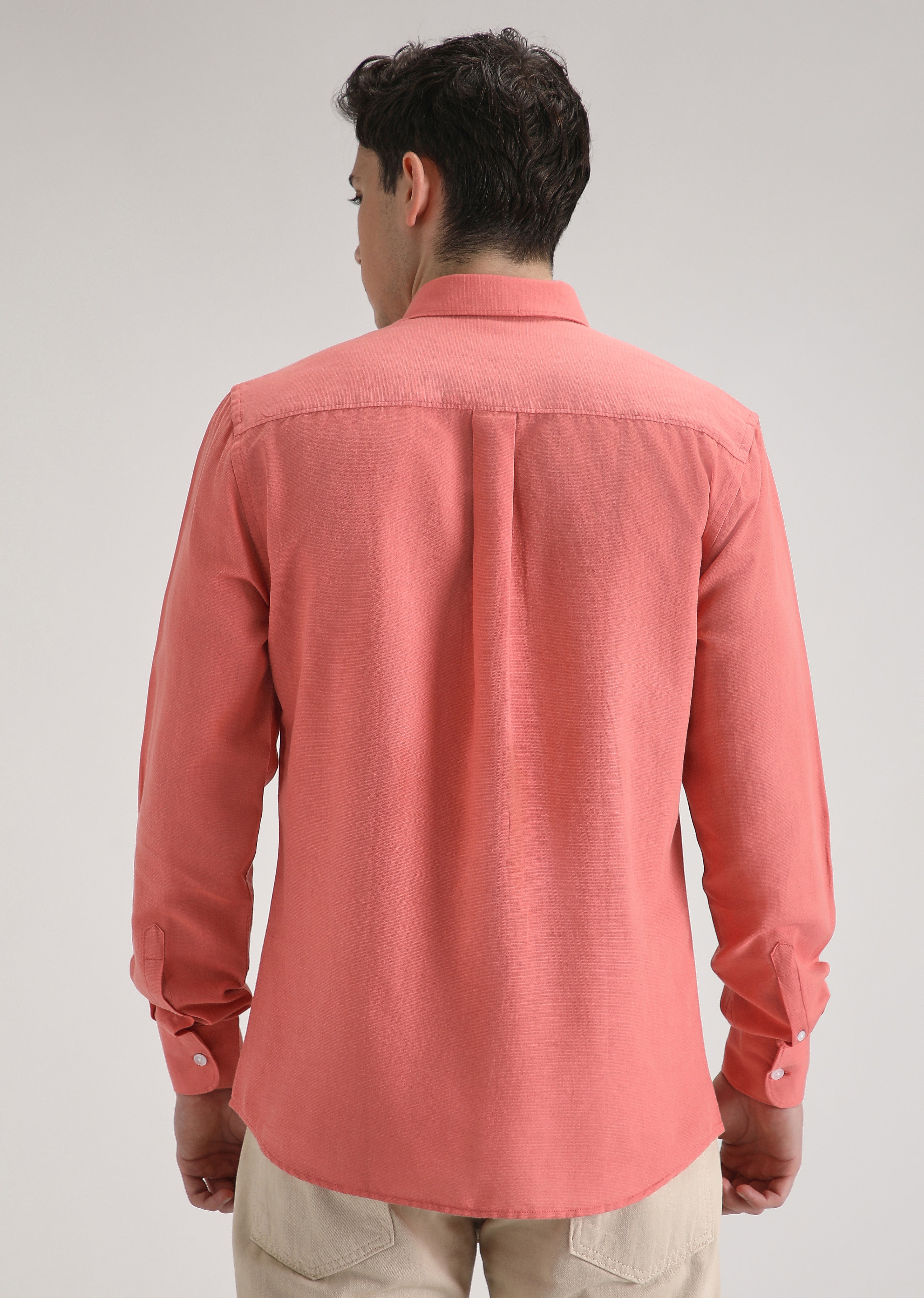 Peach Pink Cotton Linen Shirt