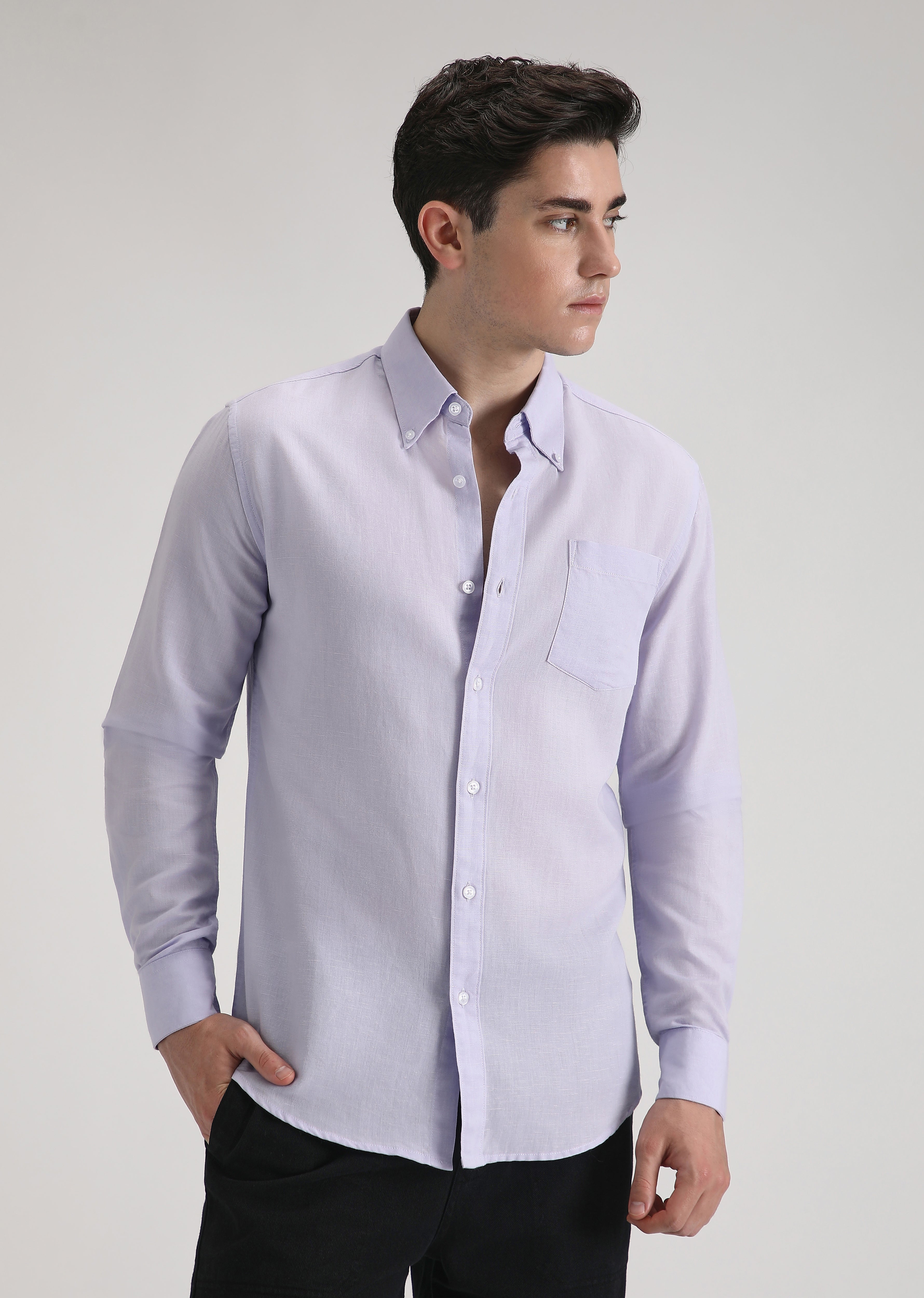 Pastel Lavender Cotton Linen Shirt