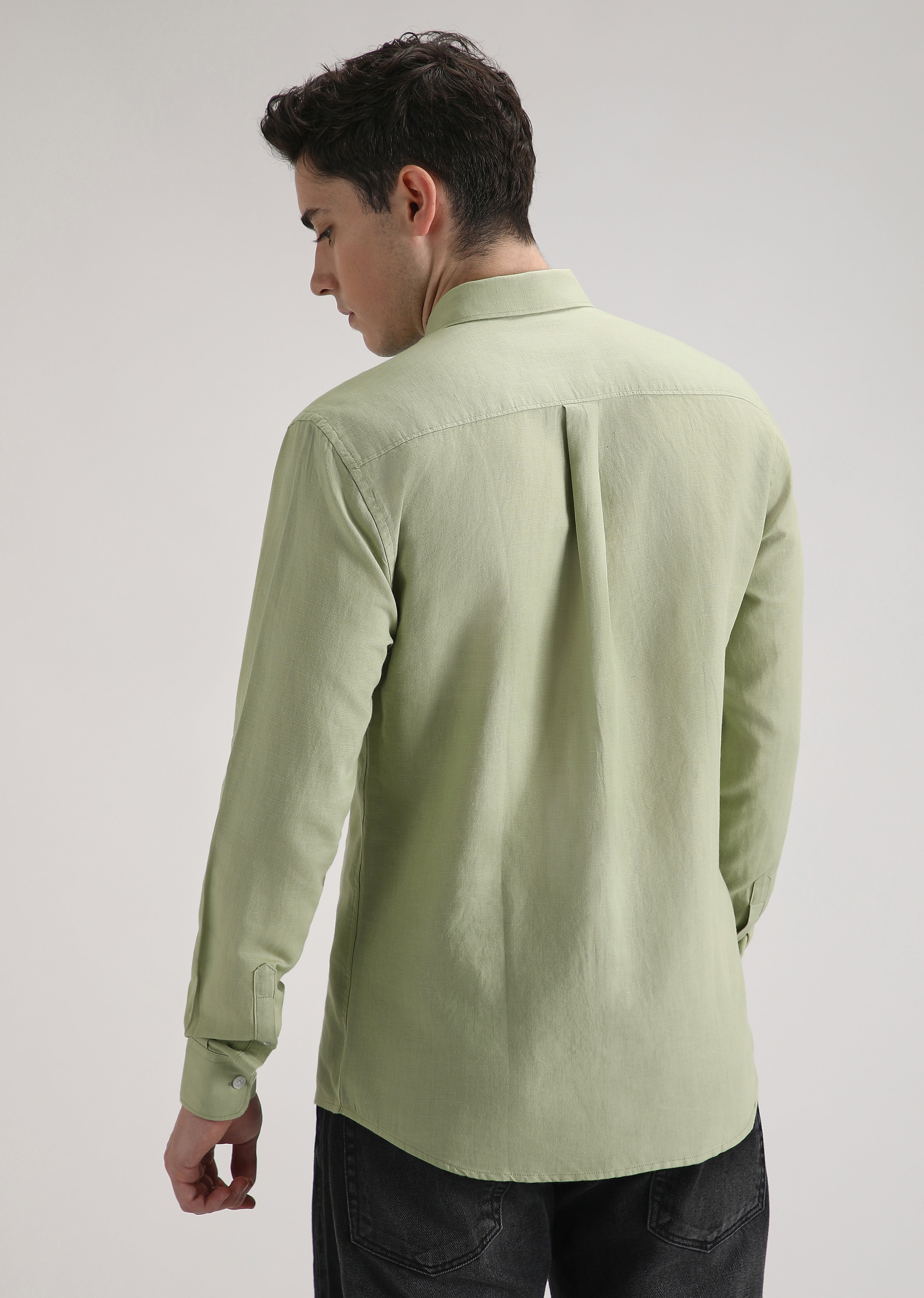 Pastel Green Cotton Linen Shirt