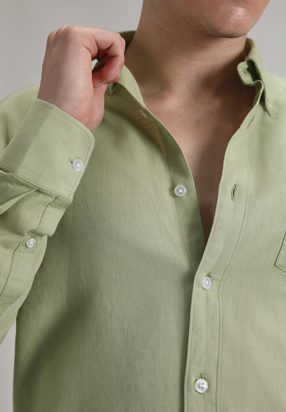 Pastel Green Cotton Linen Shirt