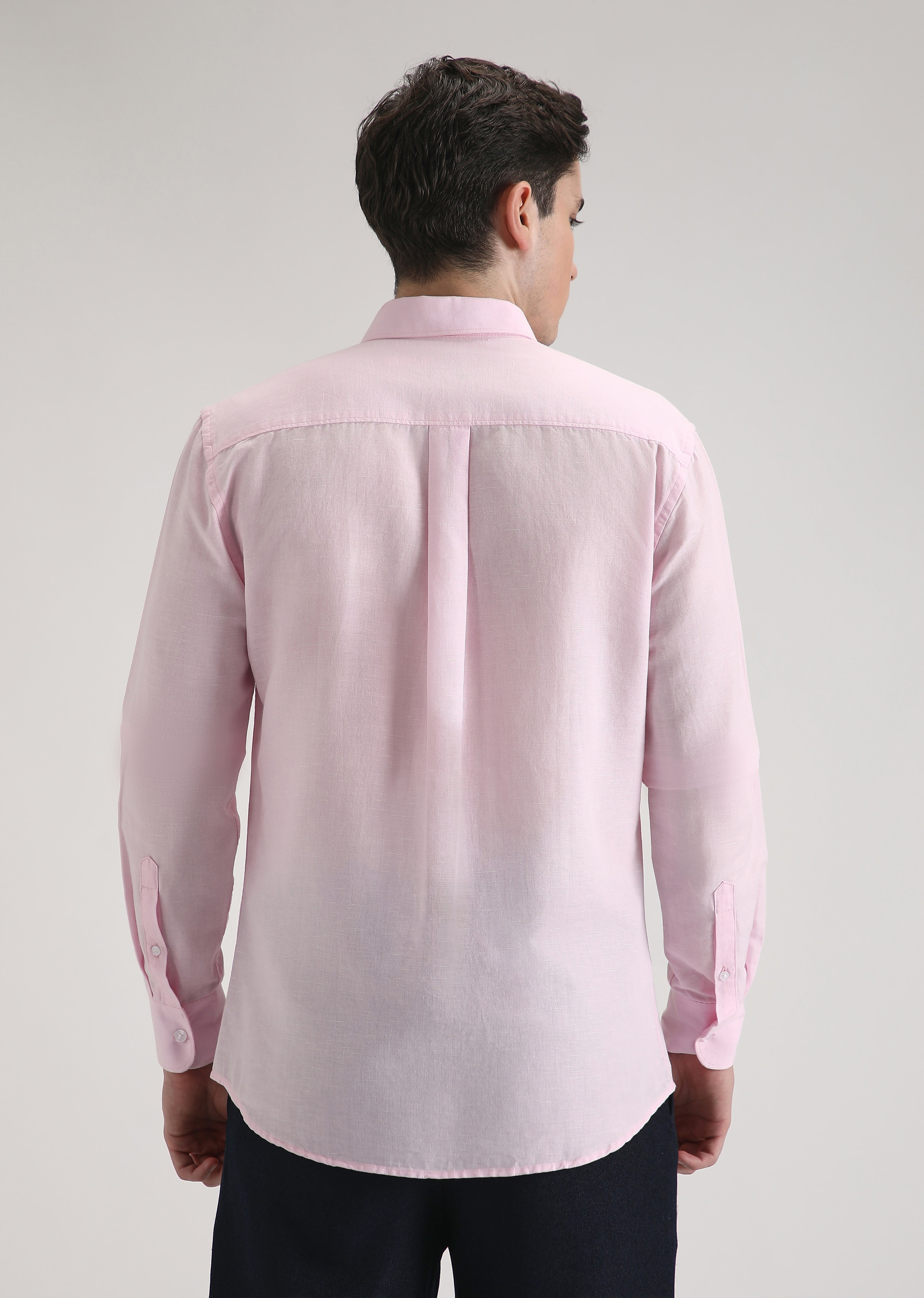 Pastel Pink Cotton Linen Shirt