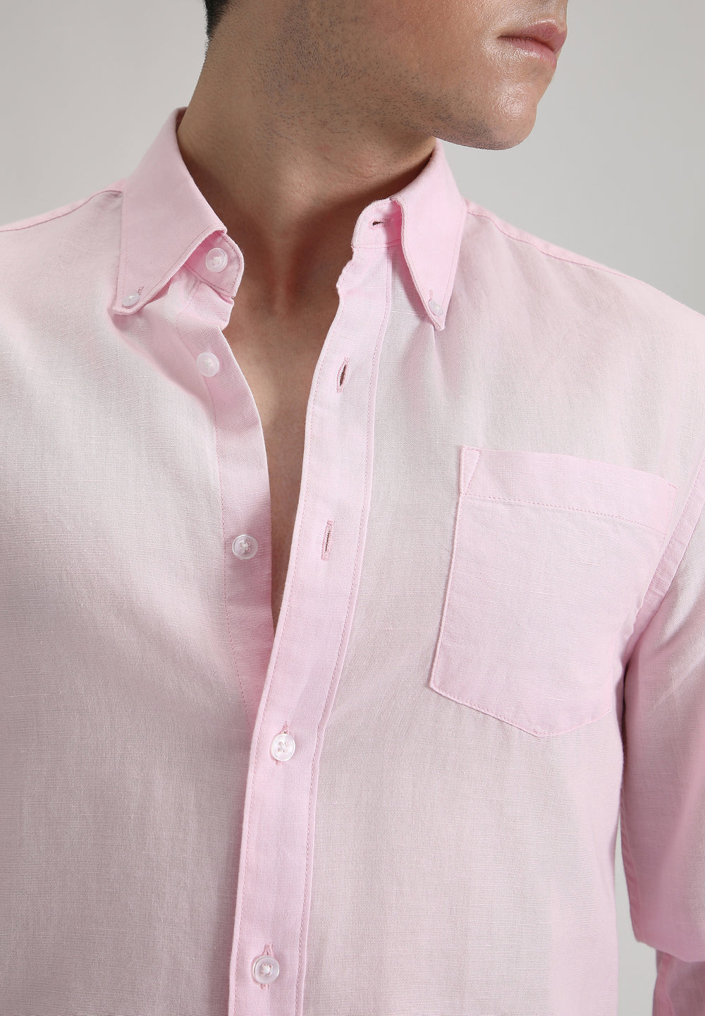 Pastel Pink Cotton Linen Shirt