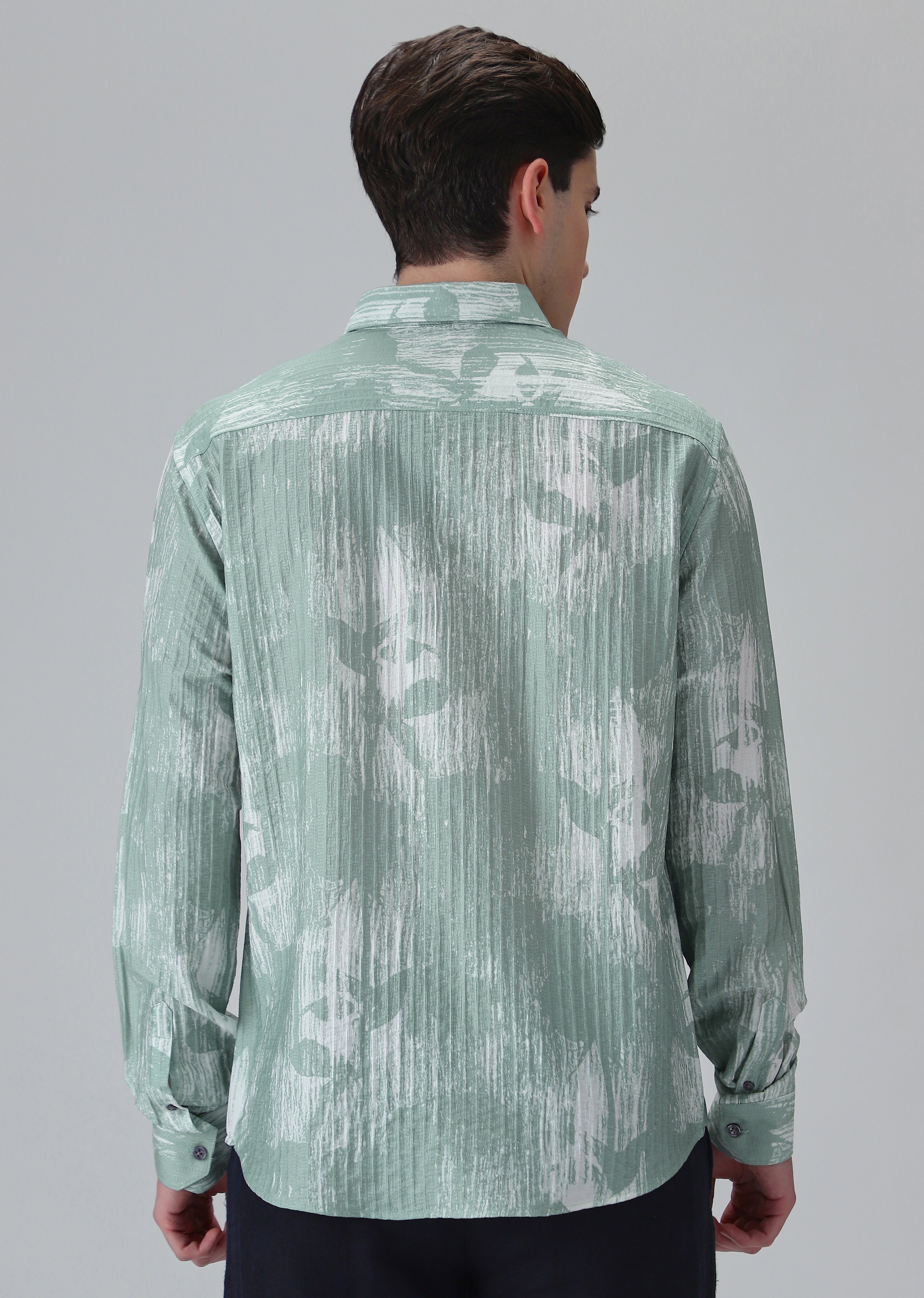 Dual Tone  Green Printed Shirt