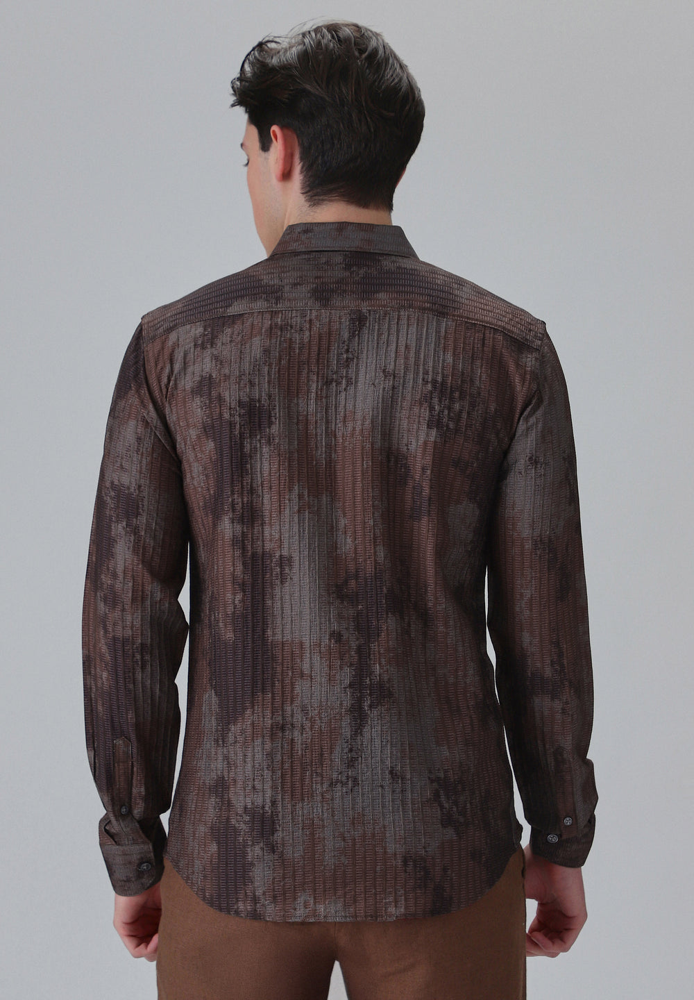 Paralleled Line Brown Printed Shirt