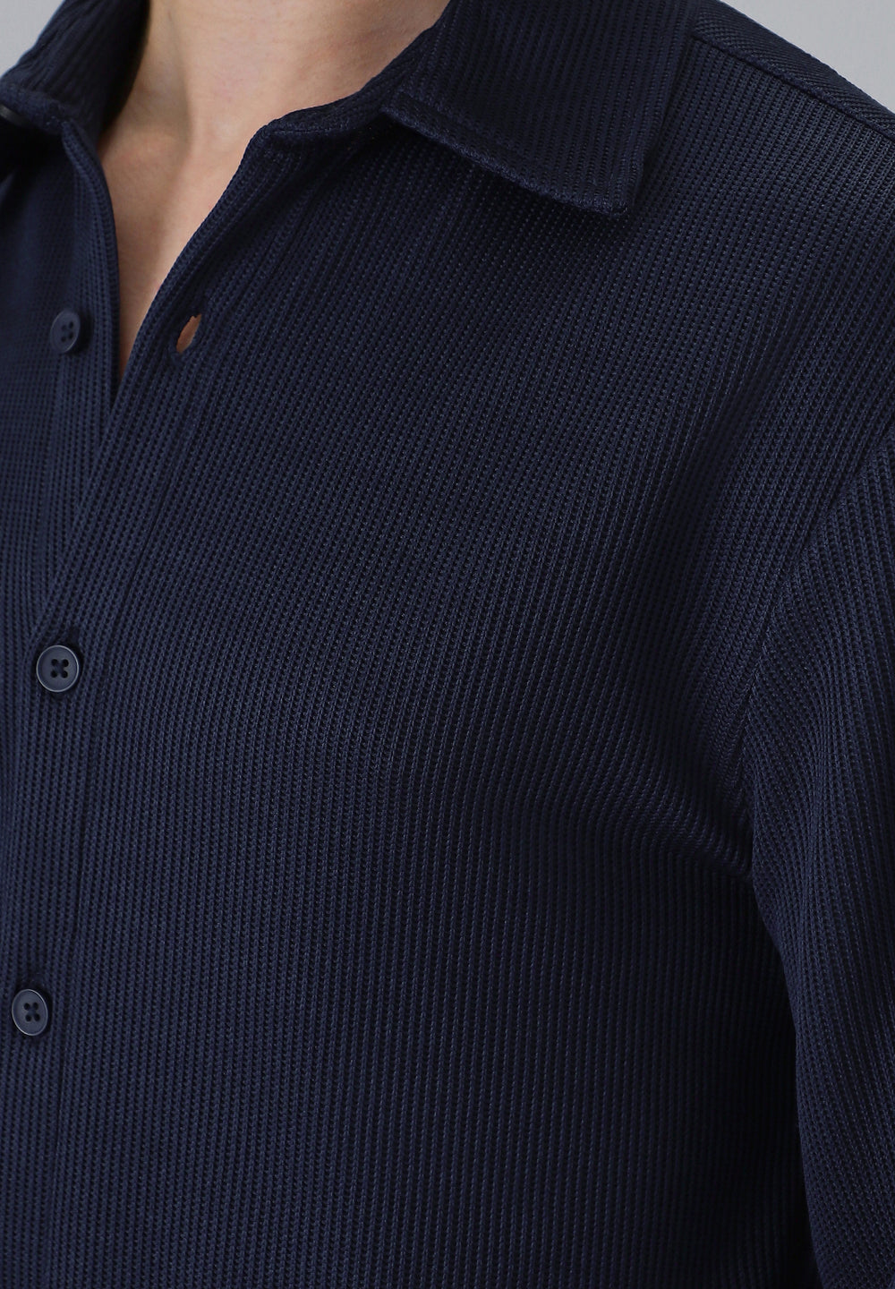 Dark Blue Plain Knitted Shirt