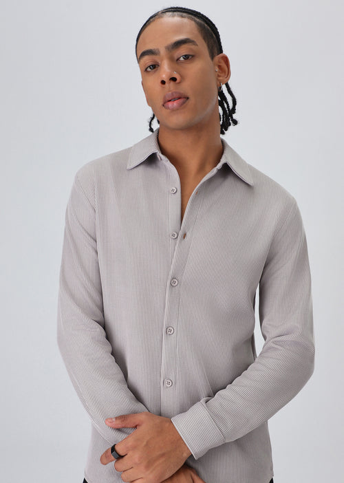 Light Grey Plain Knitted Shirt