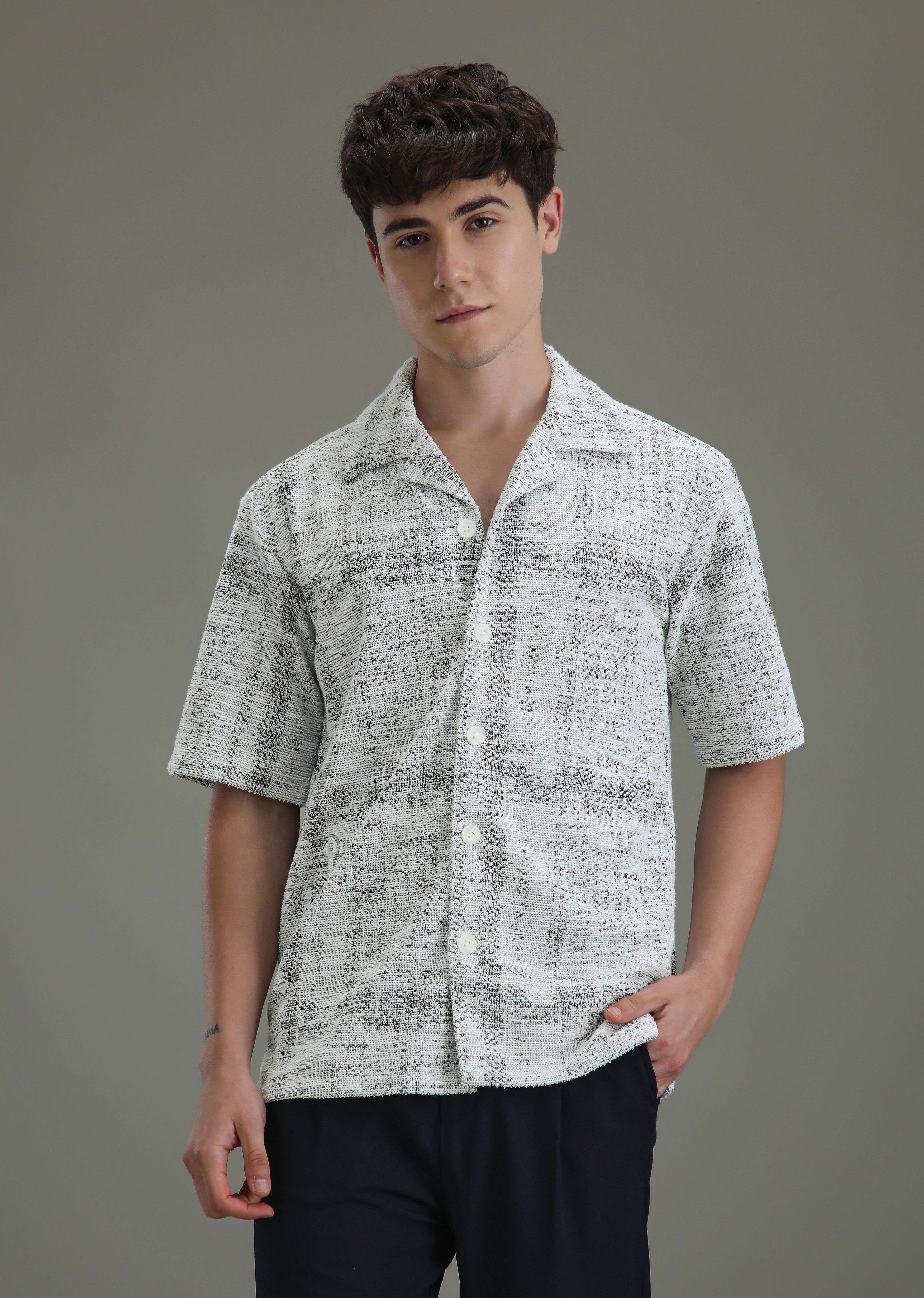 Grey Jacquard Towel Shirt