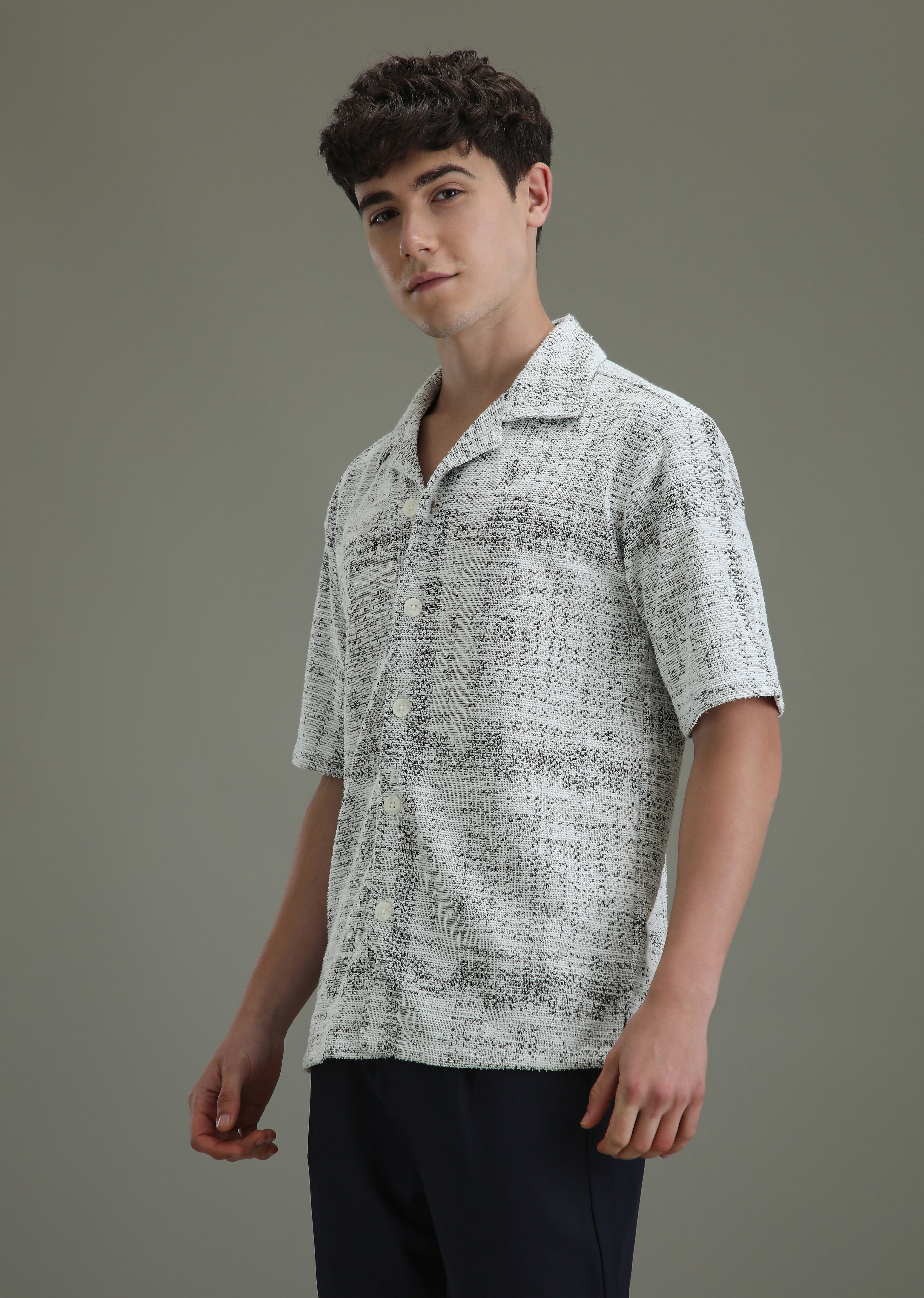 Grey Jacquard Towel Shirt