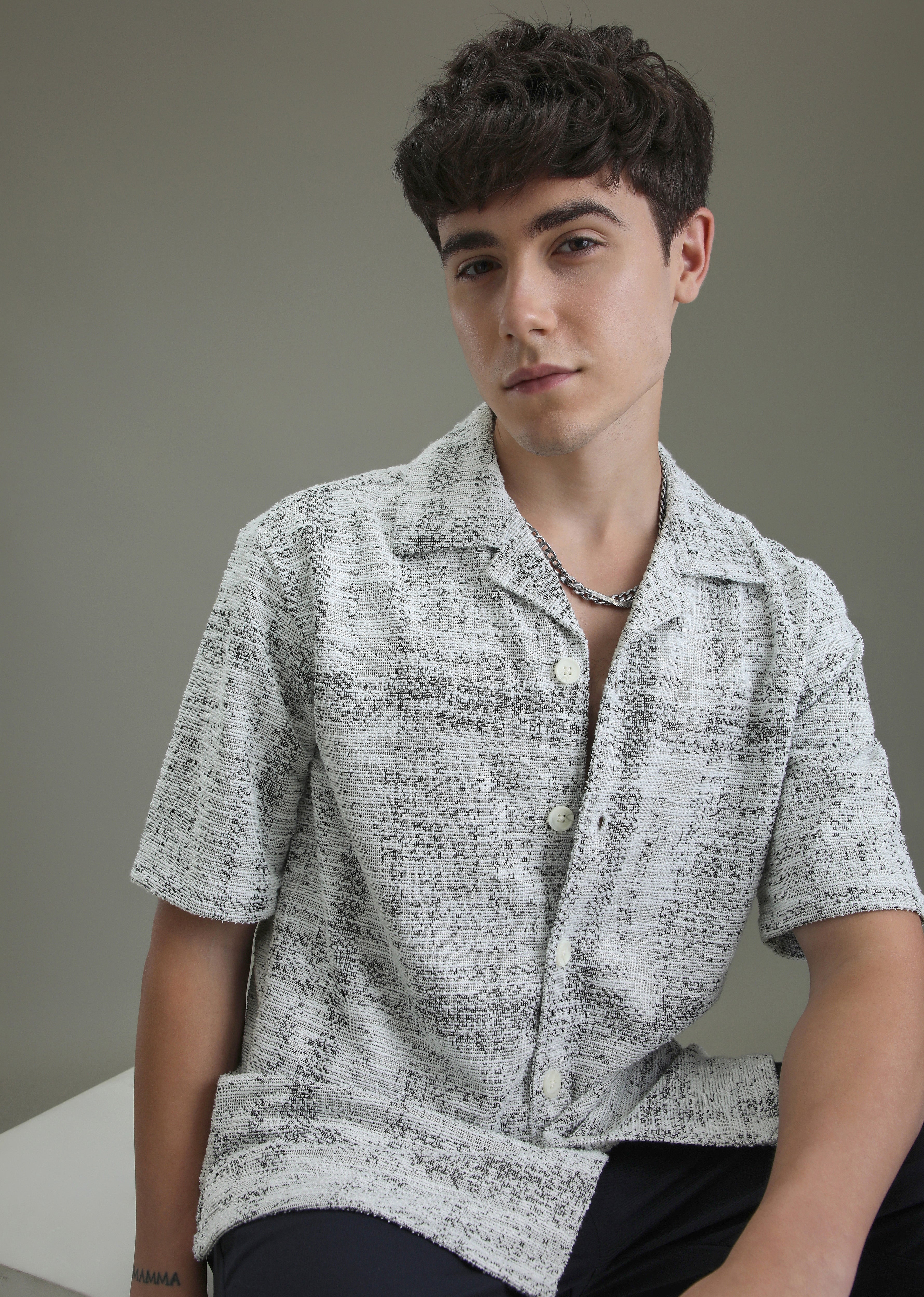 Grey Jacquard Towel Shirt