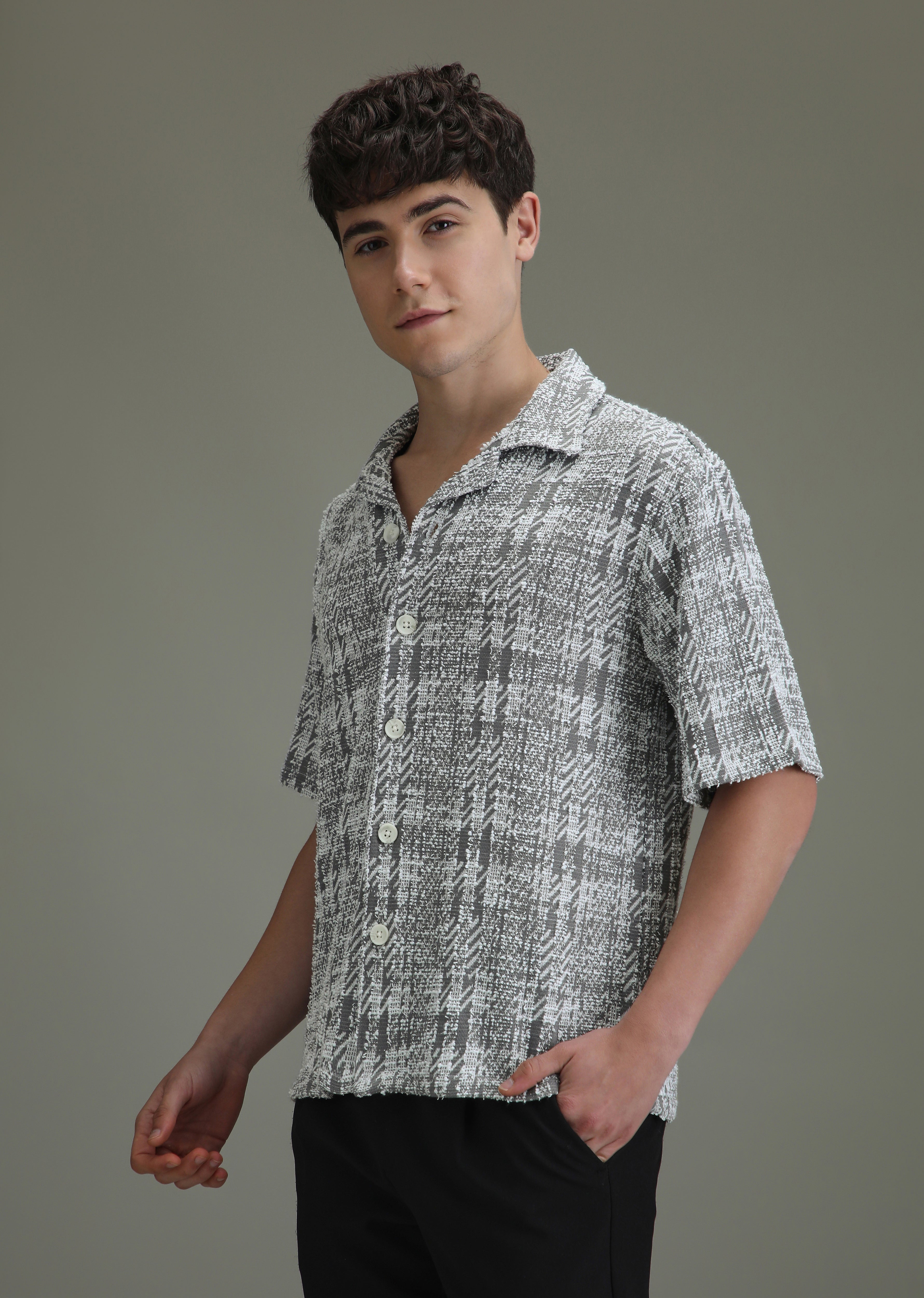 Ash Grey Jacquard Towel Shirt