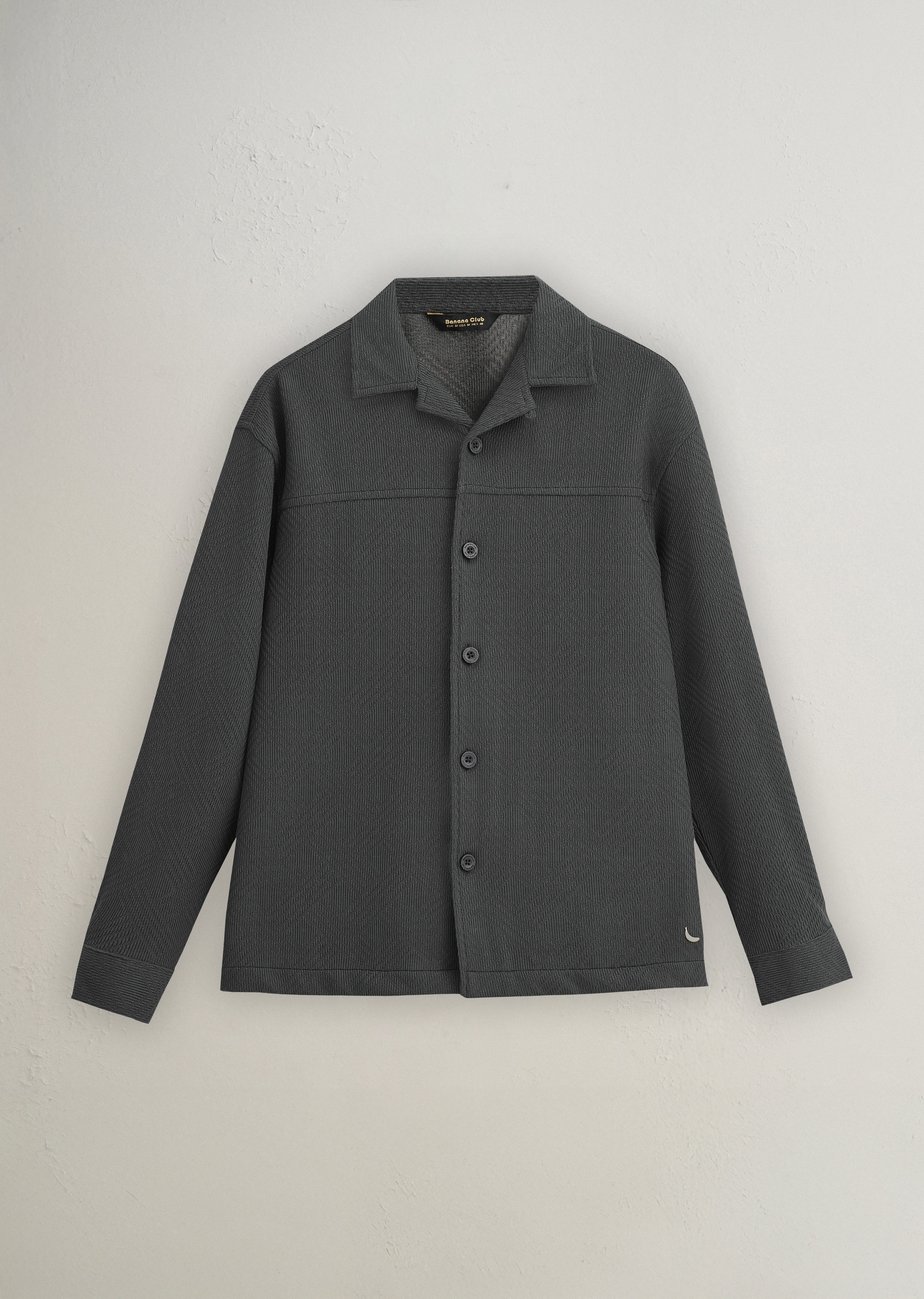 Grey Textured Knit Shacket