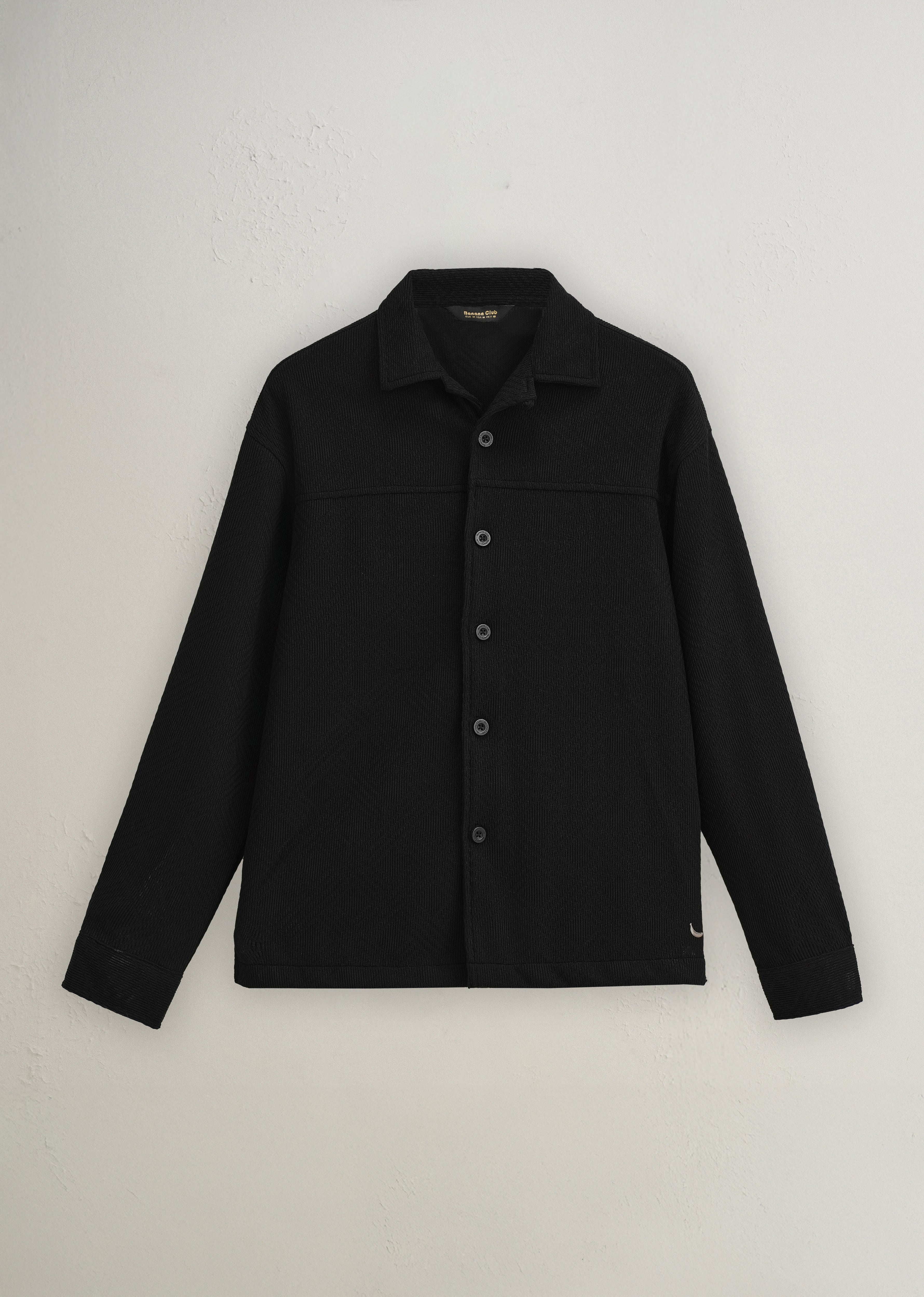 Black Textured Knit Shacket