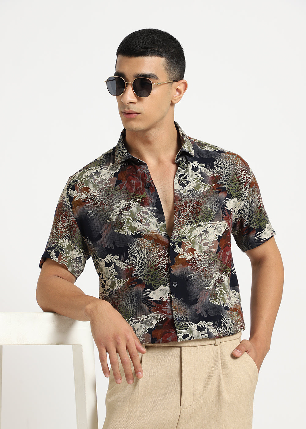 Coral Oasis Blue Feather shirt