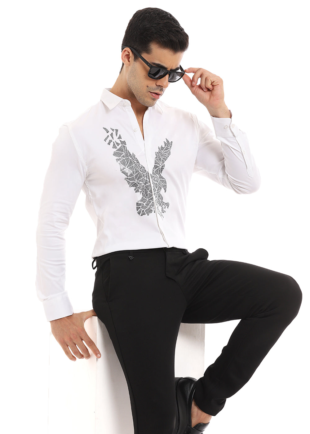 White Soar Eagle Sequenced Shirt