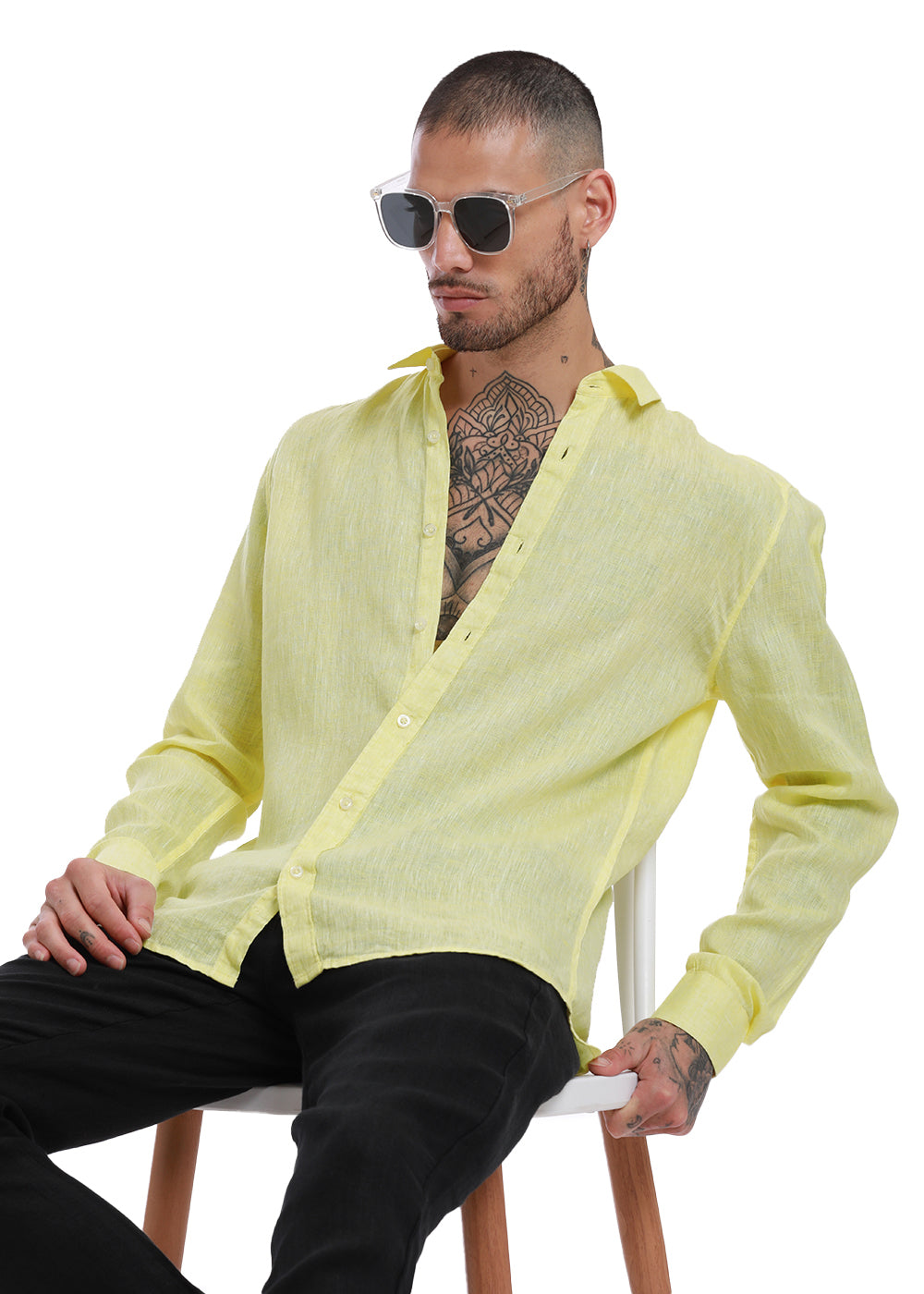 Lemon Yellow Pure Irish Linen Shirt