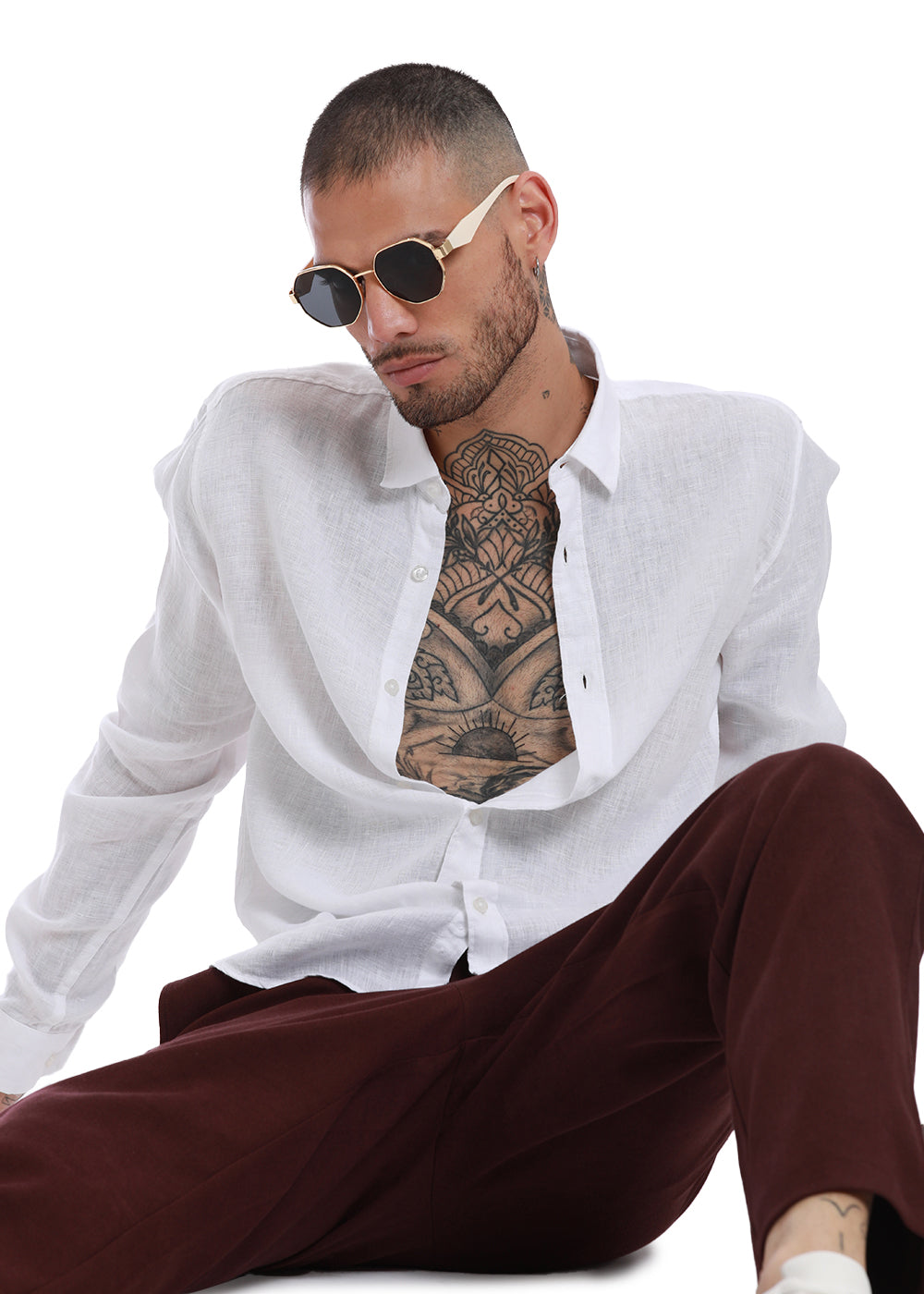 White Pure Irish Linen Shirt