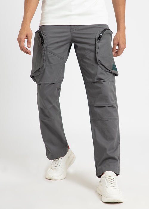 Gris Gray Zipper Cargo Pant