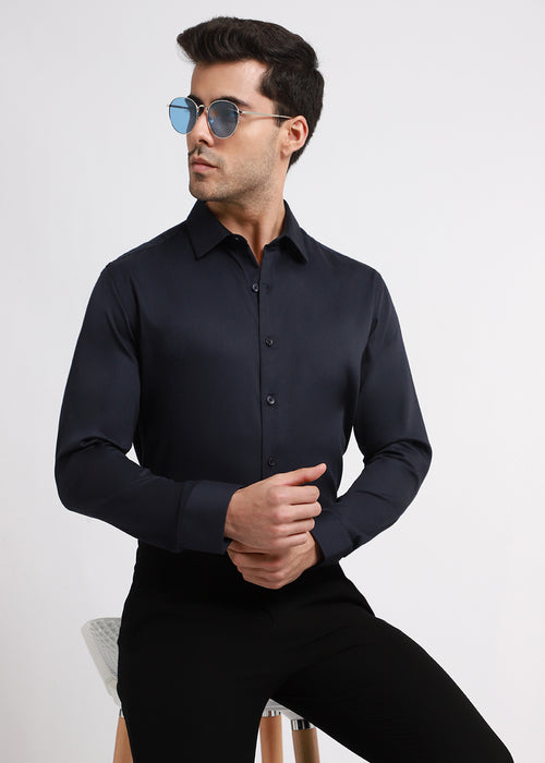 Prussian Blue Satin Shirt