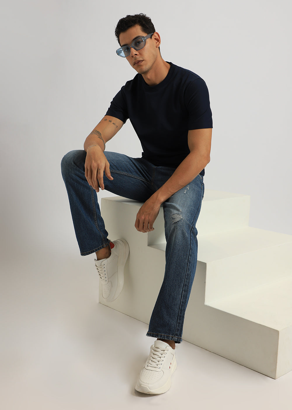 Ribbed Bleu Straight fit Jeans