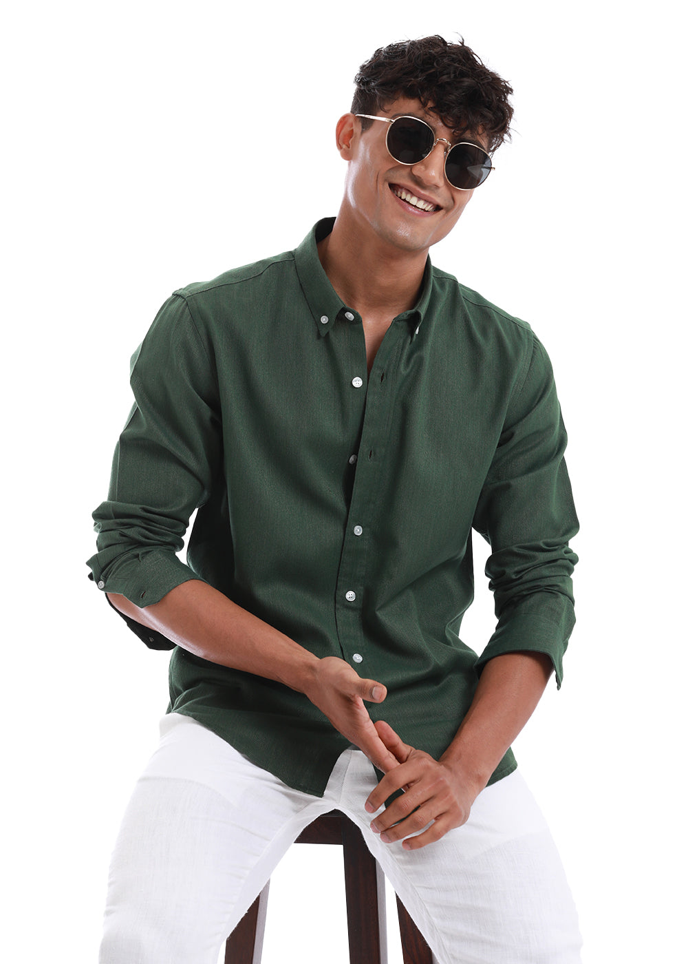 Cilantro Green Blended 100% Linen shirt