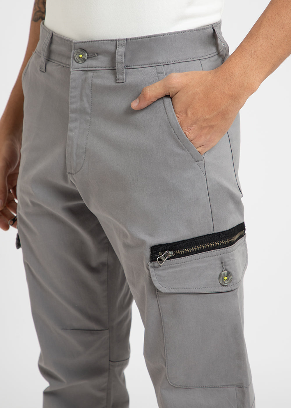 Pewter Gray Elasticated Cargo Pant