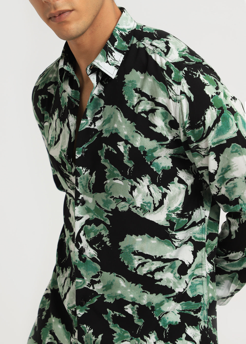 Smoke Green Print Full sleeve shirt