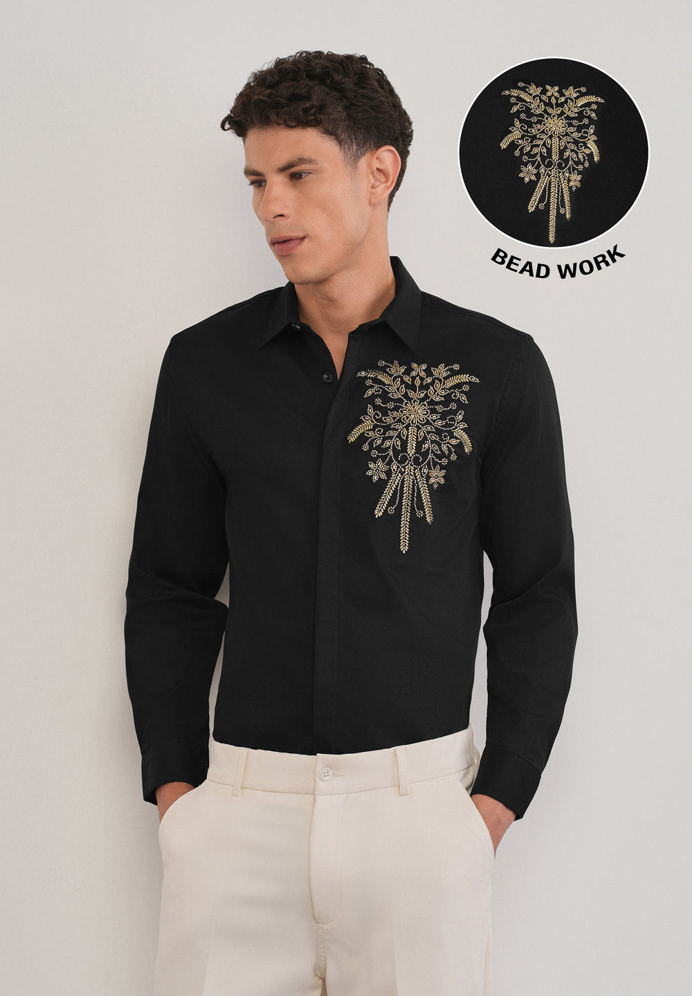 Black Beadwork Designer Shirt