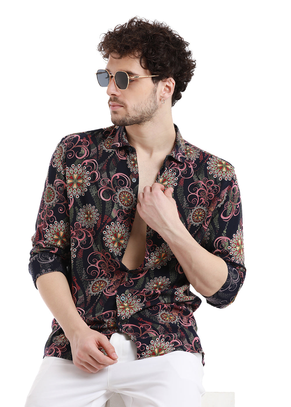 Floral Print Feather Shirt