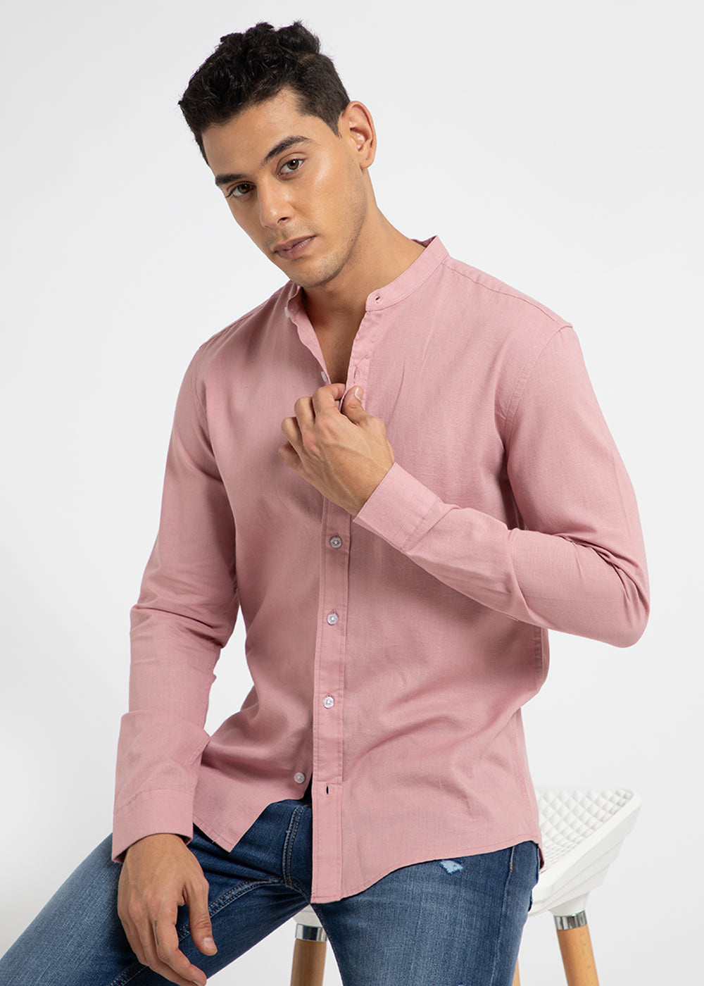 Sakura Pink Cotton Linen Shirt