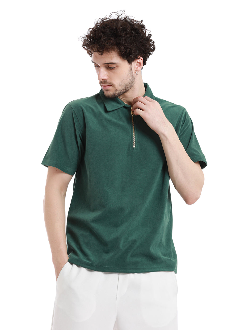 Pacific Green Zip polo T-shirt