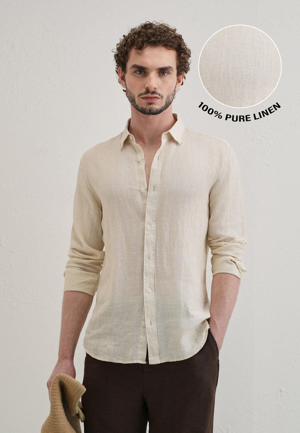 100% Pure Classic Cream Linen Shirt