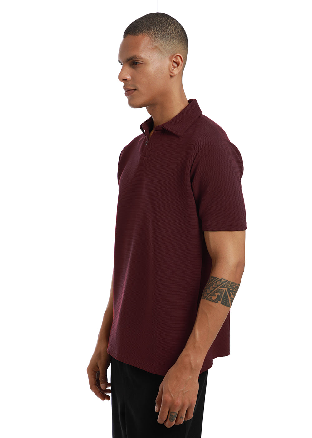 Maroon textured Polo Tshirt