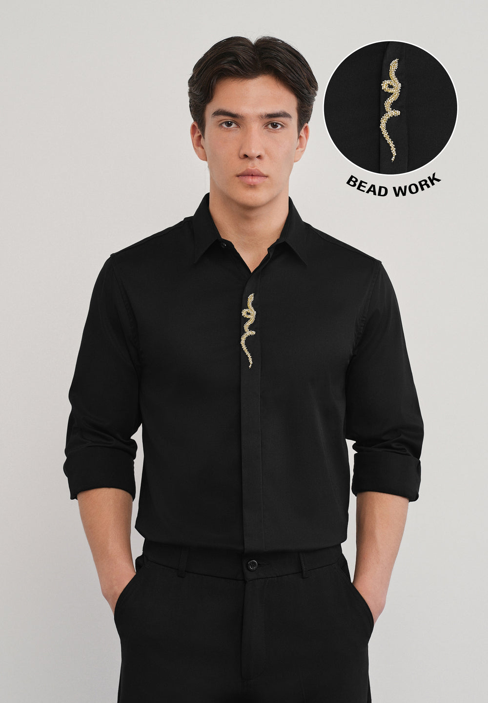 Black Serpent Beadwork Designer Shirt