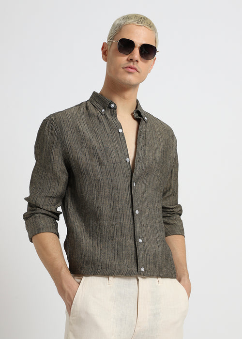 Olive Pure Irish Linen Shirt