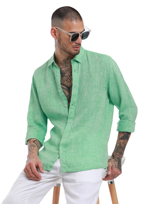 Smoke Green Pure Irish Linen Shirt