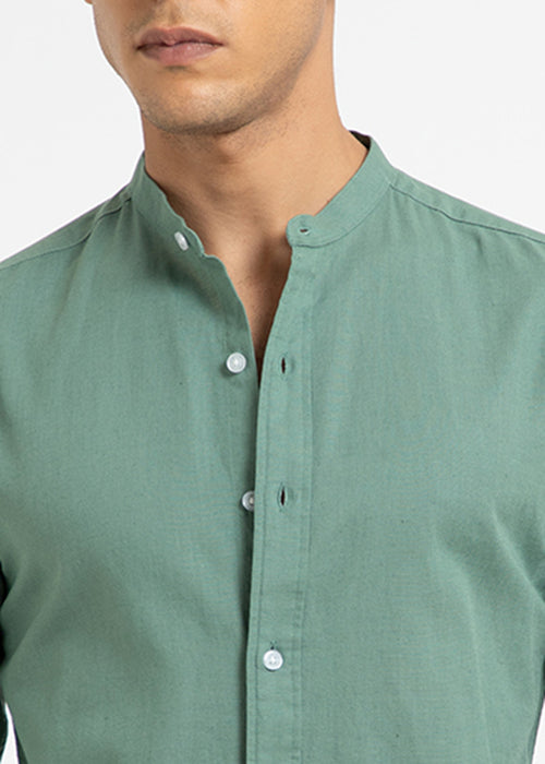 Atlantis Green Cotton Linen Shirt