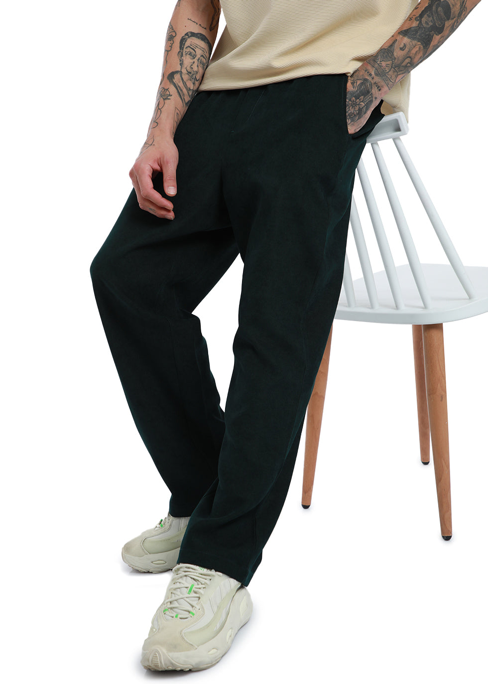 Scarab Green Thin-Corduroy Trousers