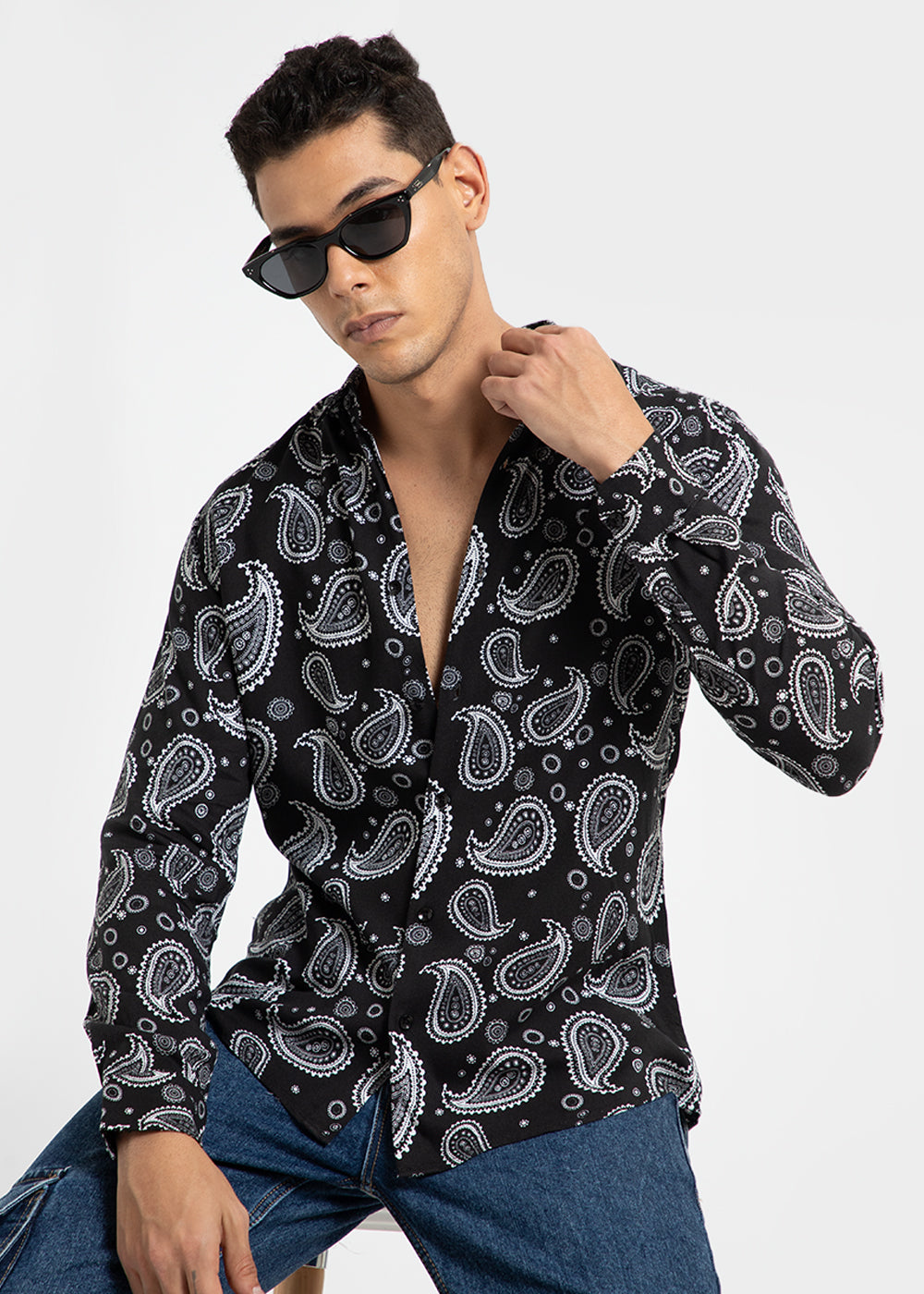 Charcoal Paisley Print Shirt