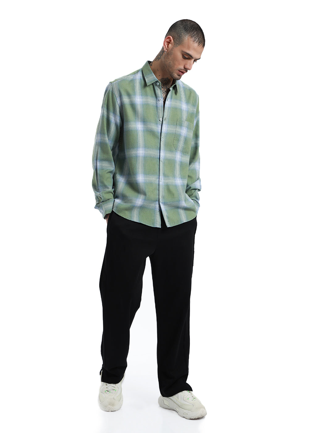 Melange Check Sage Green Shirt