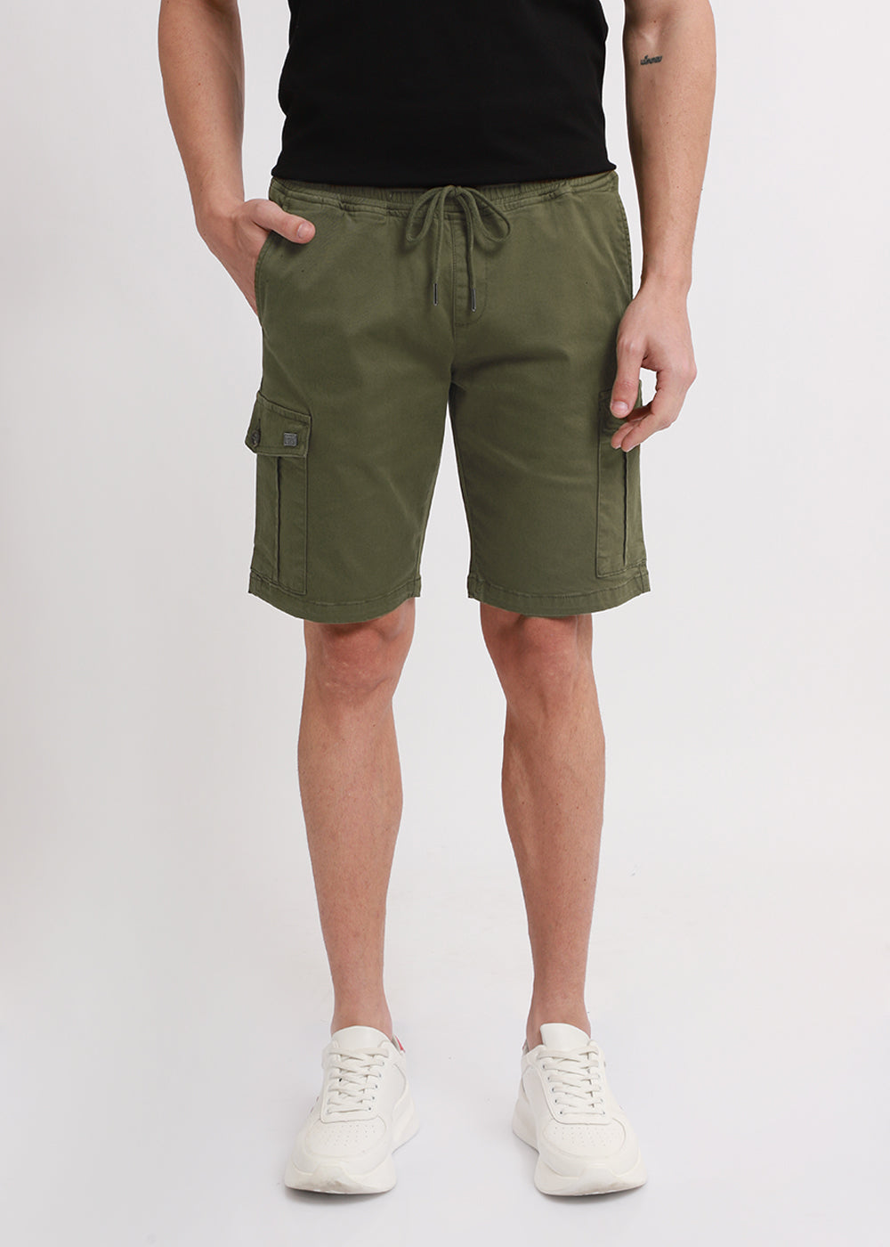  Green Cotton Cargo Shorts