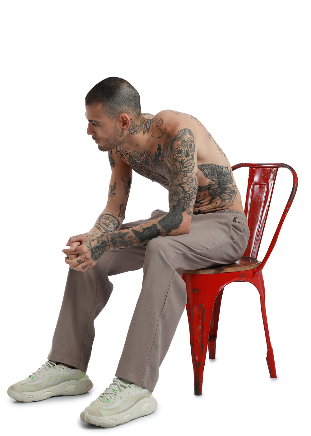 White Sand Thin-Corduroy Trousers
