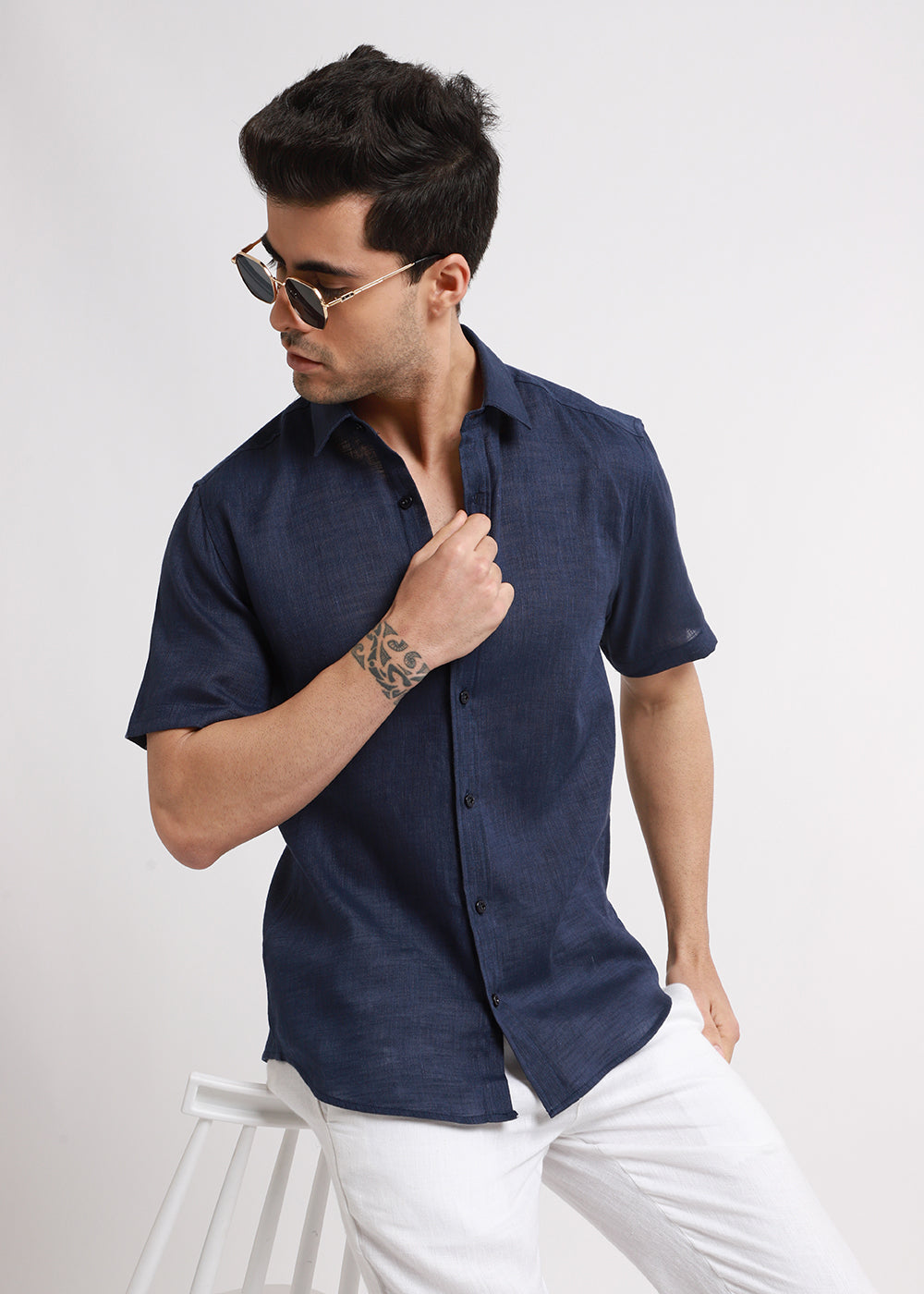 Batiste Dark Blue Linen shirt