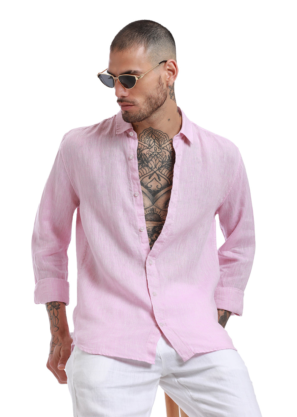 Pale Pink Pure Irish Linen Shirt