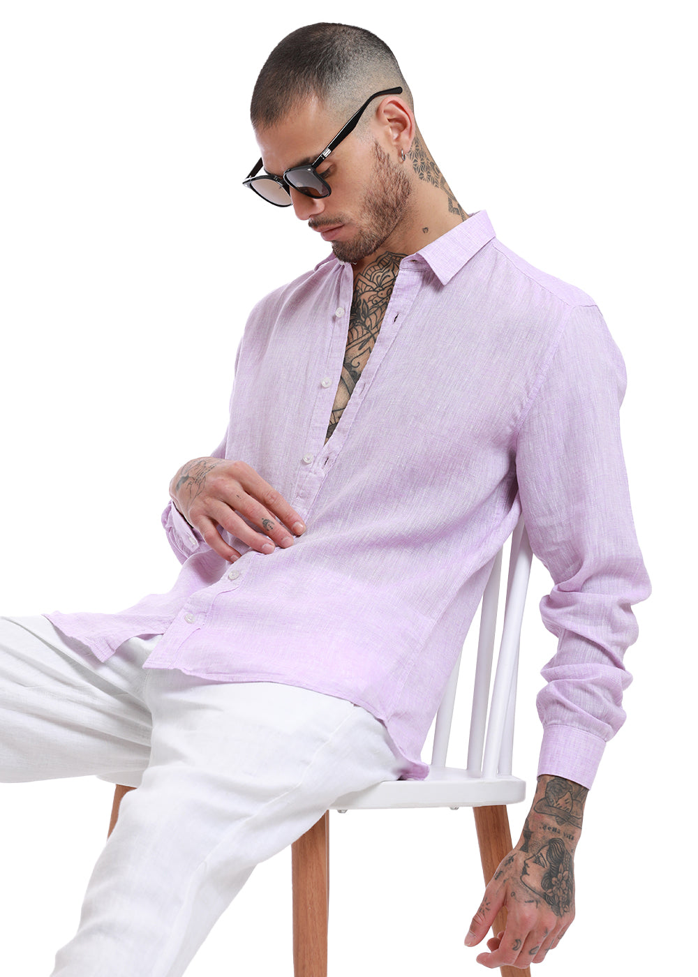 Stylish Pastel Purple Linen Shirt