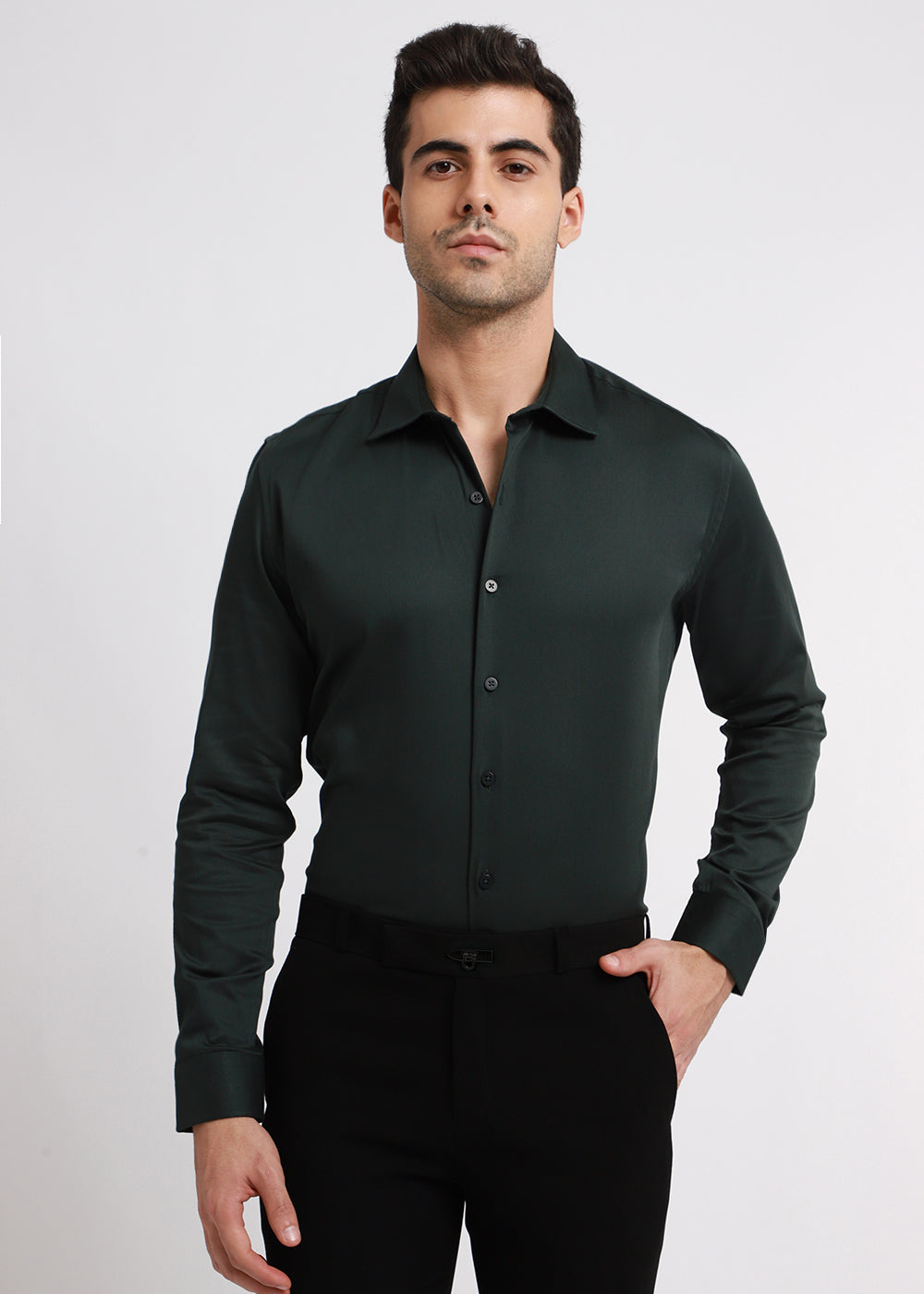 Dark Green Satin Shirt